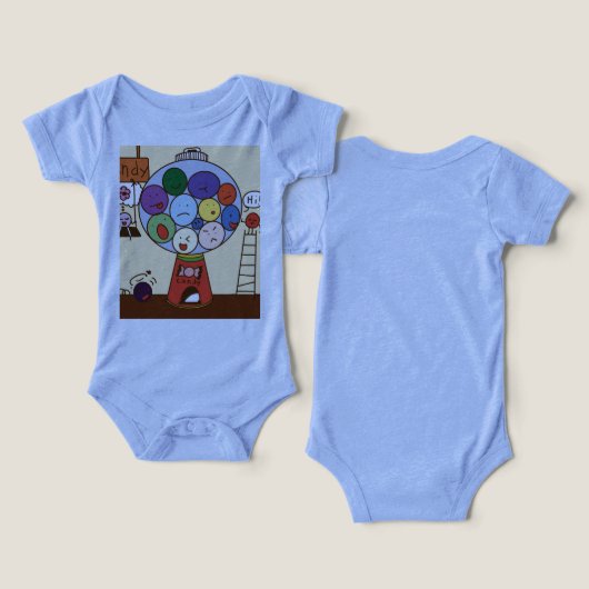 "Bodysuit Bébé Bleu avec ballons colorés Illustra (Design Recto & Verso)