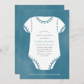 Bodysuit bleu minimaliste Baby shower Invitation (Devant / Derrière)