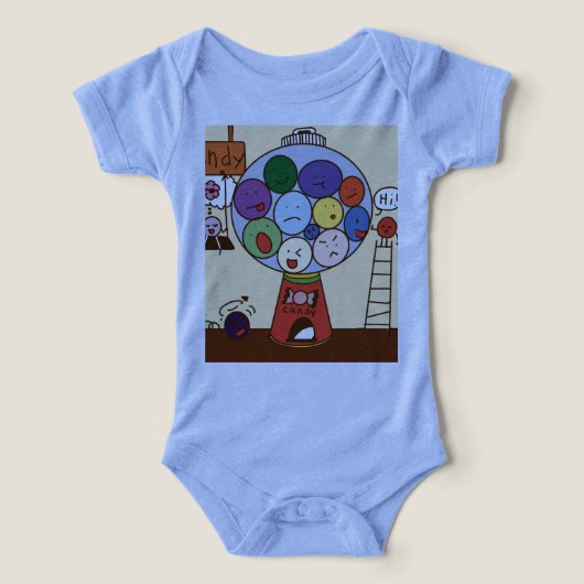 « Bodysuit bleu pour bébé avec illustrations de ba (Design Recto)
