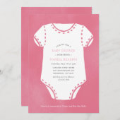 Bodysuit rose minimaliste Baby shower Invitation (Devant / Derrière)