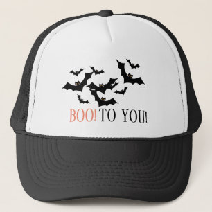 "BOE AAN JOU!" Black Bats Halloween Aangepast Trucker Pet