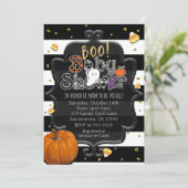 BOE! Baby shower Ghost Whimsical Halloween Kaart (Staand voorkant)