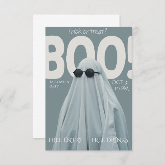 Boe! feestuitnodiging kaart (Voorkant / Achterkant)