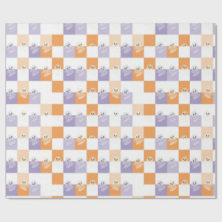 Boe Geesten Paars Oranje Geruit Cadeaupapier