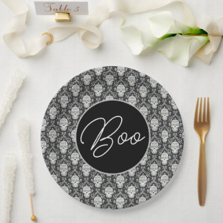 Boe! Gothic Skull Damask Paper Bord