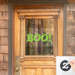 Boe! groene oogbollen typografie schattig Hallowee Raamsticker