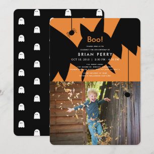 Boe! Halloween Bat & Spiders Foto Verjaardag Kaart