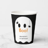 Boe! Halloween Ghost Boy Black Verjaardag Papieren Bekers (Voorkant)