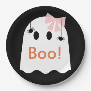 Boe! Halloween Ghost GIrl Schattige Zwart Papier B Papieren Bordje