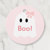 Boe! Halloween Ghost Meisje Lichtroze Bedankjes Labels (Voorkant)