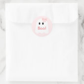 Boe! Halloween Ghost Meisje Roze Ronde Sticker (Tas)