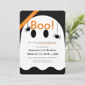 Boe! Halloween Ghost Schattige Virtual Birthday Kaart (Staand voorkant)