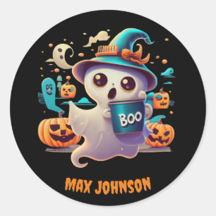 Boe! Halloween - Monster Mash Sinaasappel Zwart Ronde Sticker