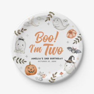 Boe! Ik ben twee Halloween Verjaardag Papier Borde Papieren Bordje