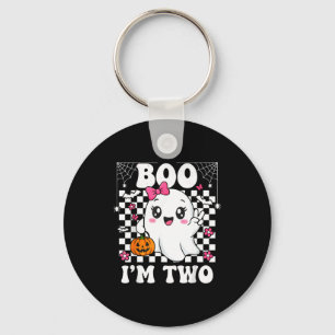 Boe ik ben twee spook groovy 2de verjaardag hallow sleutelhanger