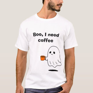 Boe ik heb koffie nodig Funny Ghost Grafische T-Sh T-shirt