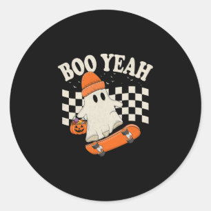 Boe Ja Geest Skateboarden Grappig Halloween Spoken Ronde Sticker