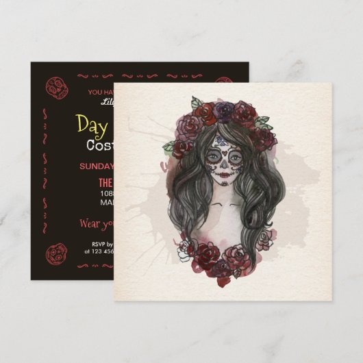 Boe-medelijden Dia de los Muertos Party | Uitnodig Kaart (Voorkant / Achterkant)