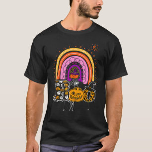 Boe met spinnen en heks hoed Halloween Regenboog 8 T-shirt