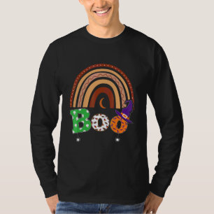 Boe met spinnen en heks hoed Halloween regenboog T-shirt