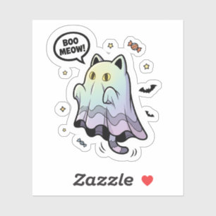 Boe, miauw! – Schattigee Ghost Cat Halloween Stick Sticker