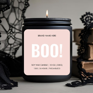 BOE! Minimalistisch Halloween kaarsenlabel Custo Vierkante Sticker