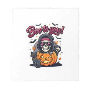 Boe naar jou Halloween skelet pompoen Notitieblok