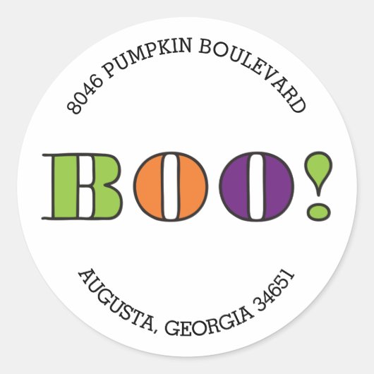 Boe! Ronde Halloween retour adres label (Voorkant)