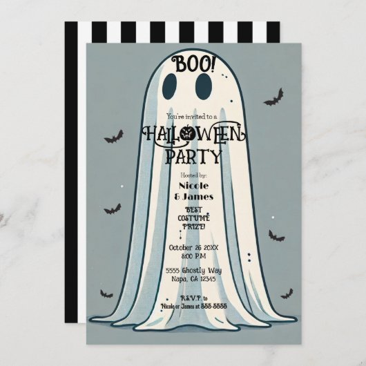 BOE! Sheet Ghost  Green Halloween Kaart (Voorkant / Achterkant)