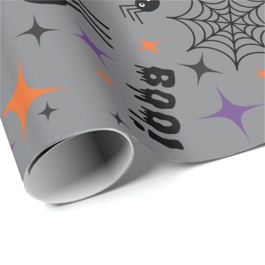 Boe! Spider Cobweb Spooky Naadloos inpakpapier (Rol Hoek)