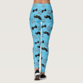 Boe stropdas en Mustache blauwe en witte Leggings (Achterkant)