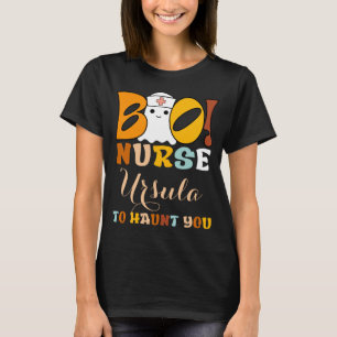 Boe! Verpleegster [naam] om je te achtervolgen gra T-shirt