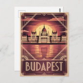 Boedapest art deco vintage briefkaart (Voorkant / Achterkant)