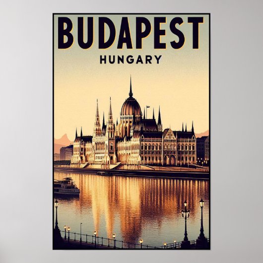 Boedapest bij nacht - een vintage Poster (Voorkant)