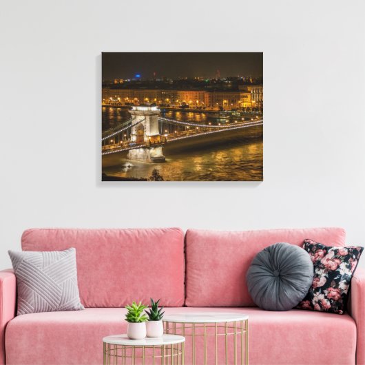 Boedapest Chain Bridge Canvas Afdruk (Insitu (Woonkamer))