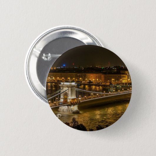 Boedapest Chain Bridge Ronde Button 5,7 Cm (Voorkant /achterkant)