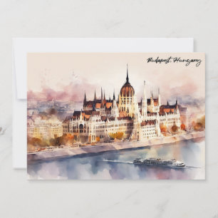 Boedapest Hongarije Aquarel Schilderij Panorama Ui Kaart