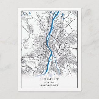 Boedapest Hongarije City Map Eenvoudig minimumaant Briefkaart