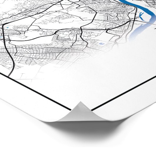 Boedapest Hongarije City Map Eenvoudig minimumaant Poster (Hoek)