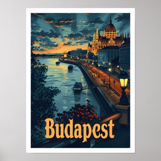 Boedapest Hongarije Classic Art Retro Vintage Reiz Poster (Voorkant)