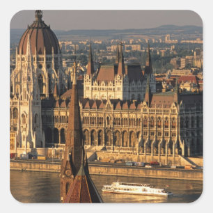 Boedapest, Hongarije, Donau, Parlement Vierkante Sticker