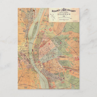 Boedapest Hongarije Map uit 1884 Briefkaart
