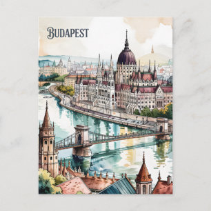 Boedapest Hongarije Parlement Donau Rivier Silhoue Briefkaart