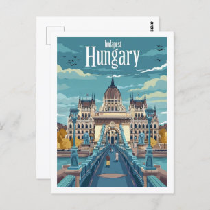 Boedapest Hongarije Vintage Beroemde Reisplaats Briefkaart