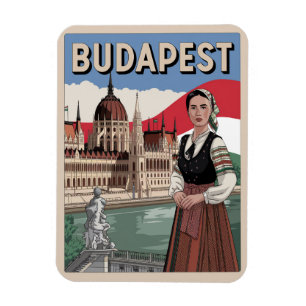 Boedapest Hongarije vintage lokale vrouw Cadeaus Magneet
