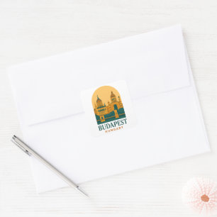 Boedapest Hongarije Vintage Reissticker – Retro Vierkante Sticker