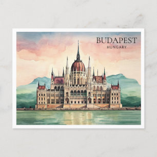 Boedapest Hongarije Waterverf Briefkaart Donau Uit