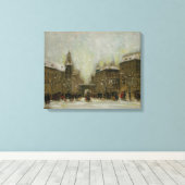 Boedapest in de sneeuw canvas afdruk (Insitu (Houten vloer))