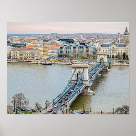 Boedapest-ketenbrug en de Donau Poster (Voorkant)