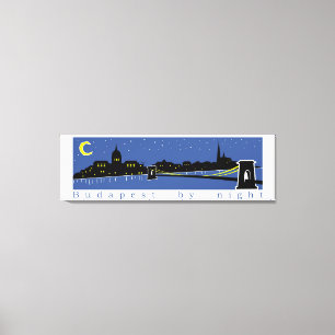 Boedapest - nacht - Hongarije - magyar Canvas Afdruk